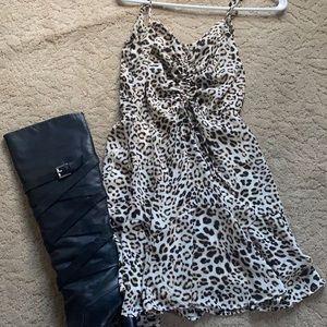 Rowa Leopard Ruched bust dress